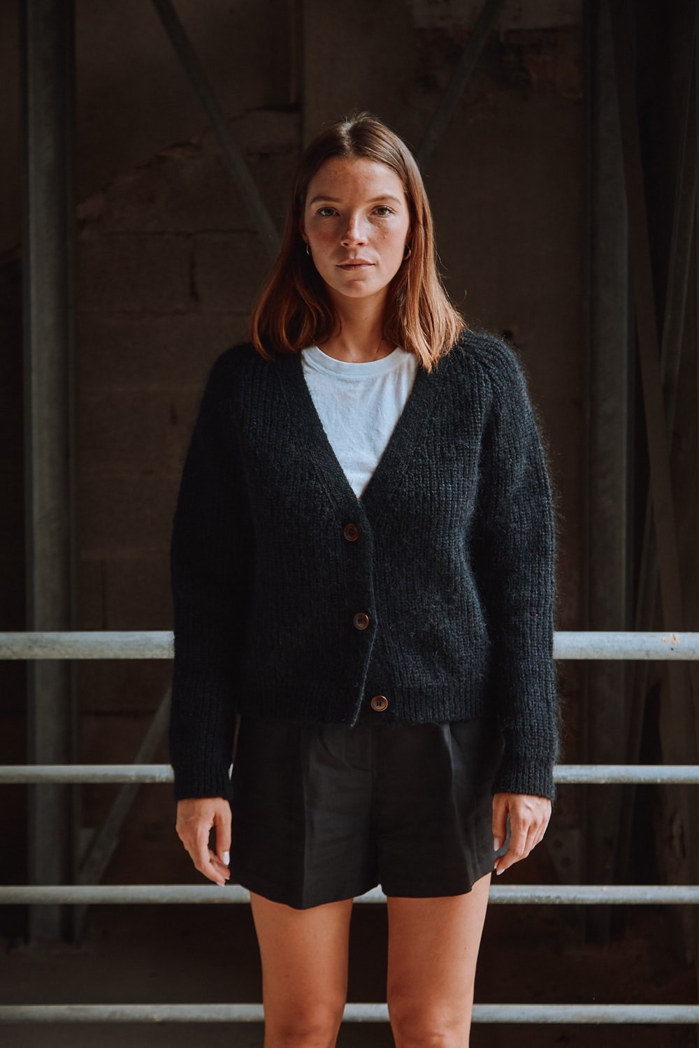 ANNA V-Neck Cardigan in Merino-Mohair Wool Black