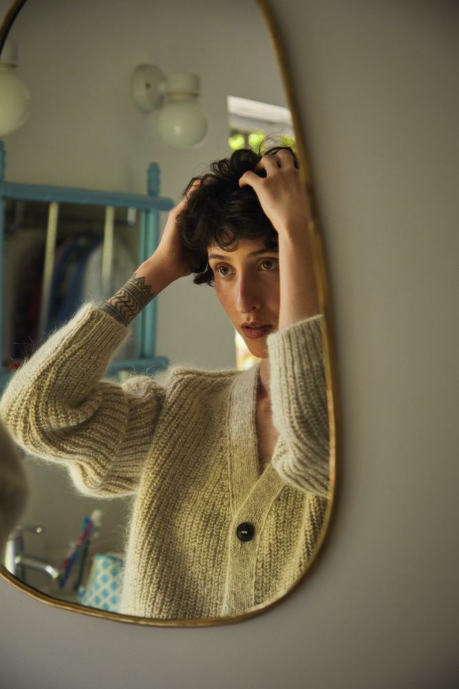 ANNA V-Neck Cardigan in Merino-Mohair Wool - Beige -100% cruelty free merino wool - Spanish Merino Wool Cardigan - L'Envers