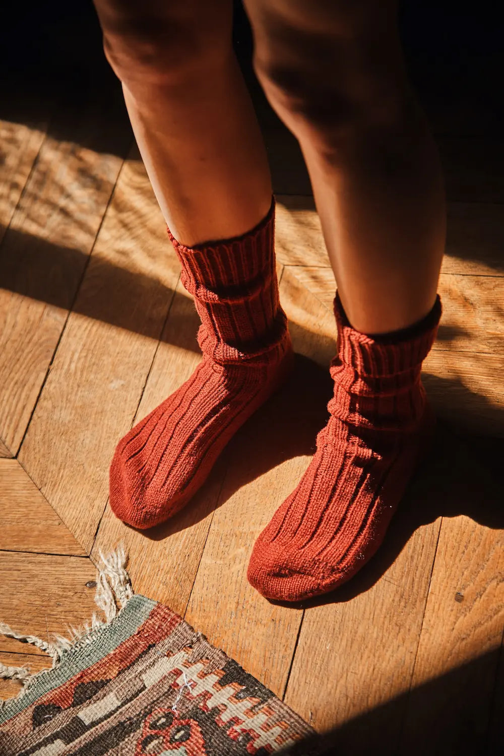 BERTHE Wool socks - Rust Red