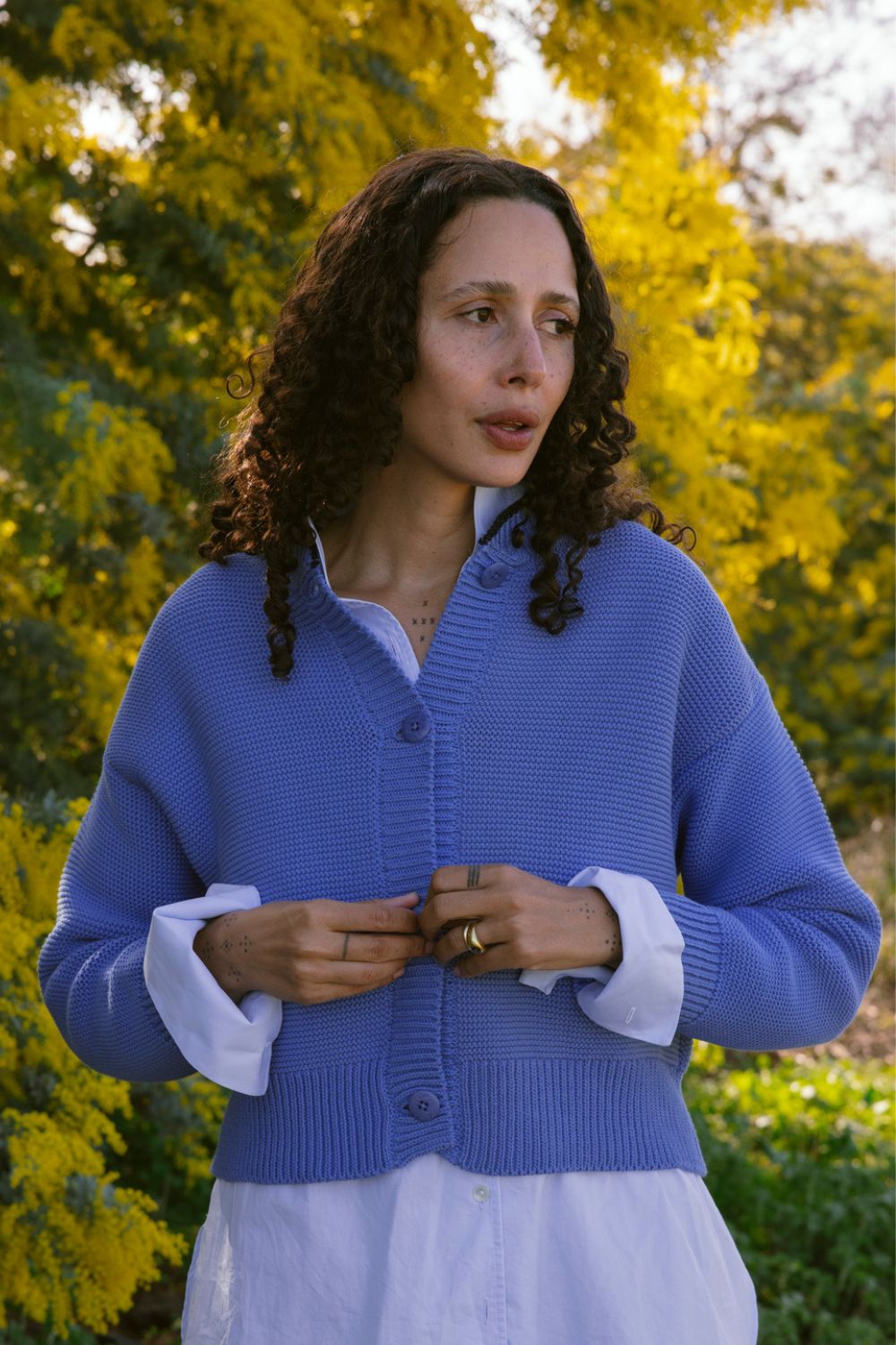 HILMA Teddy Jacket BLOCK SHOP TEXTILES x L'ENVERS - Cyan Blue