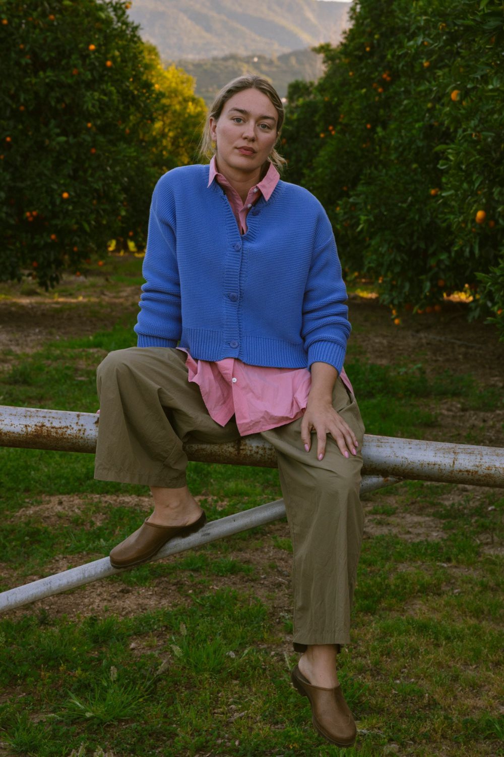 HILMA Teddy Jacket BLOCK SHOP TEXTILES x L'ENVERS - Cyan Blue