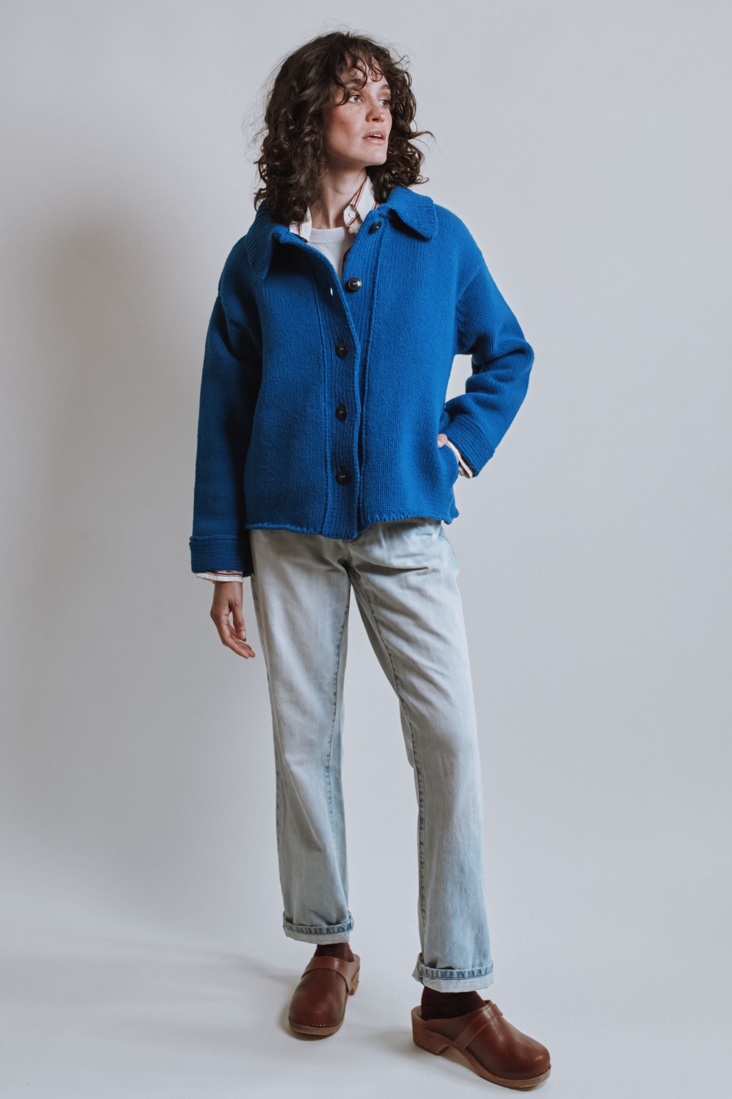 CALAMITY Knit Jacket in Merino Wool - Cobalt Blue