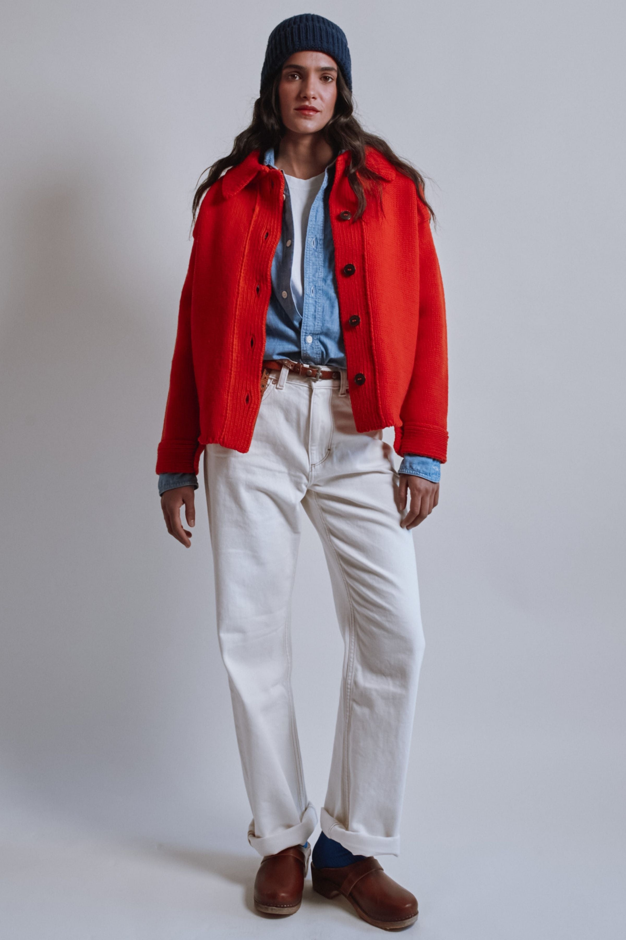 CALAMITY Knit Jacket in Merino Wool - Red