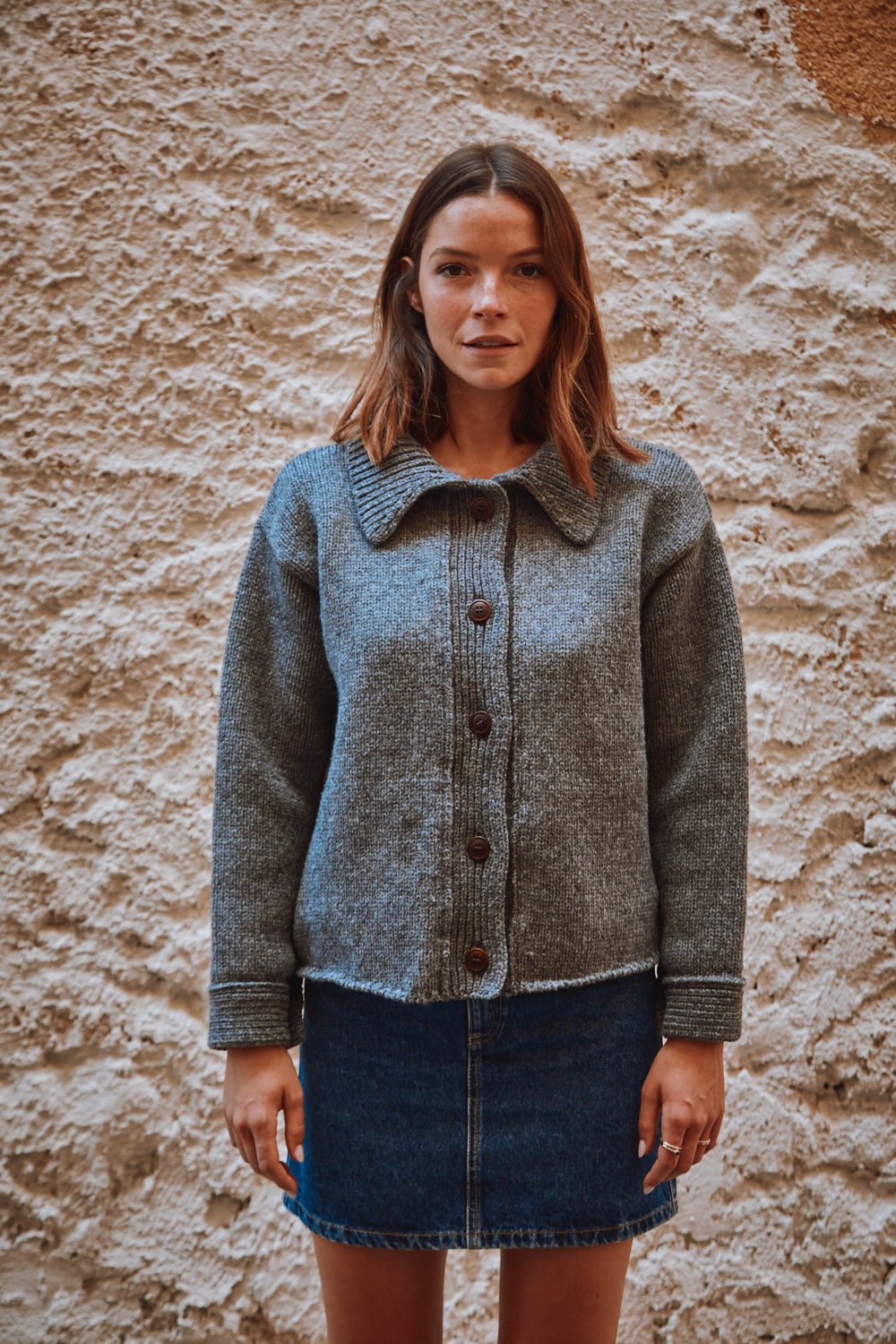 CALAMITY Knit Jacket in Merino Wool - Ash Grey - 100% sustainable knitwear - L'envers