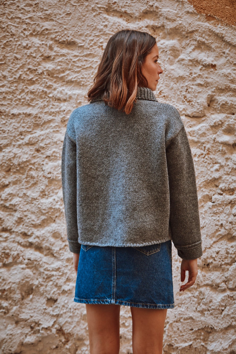 CALAMITY Knit Jacket in Merino Wool - Ash Grey - 100% sustainable knitwear - L'envers