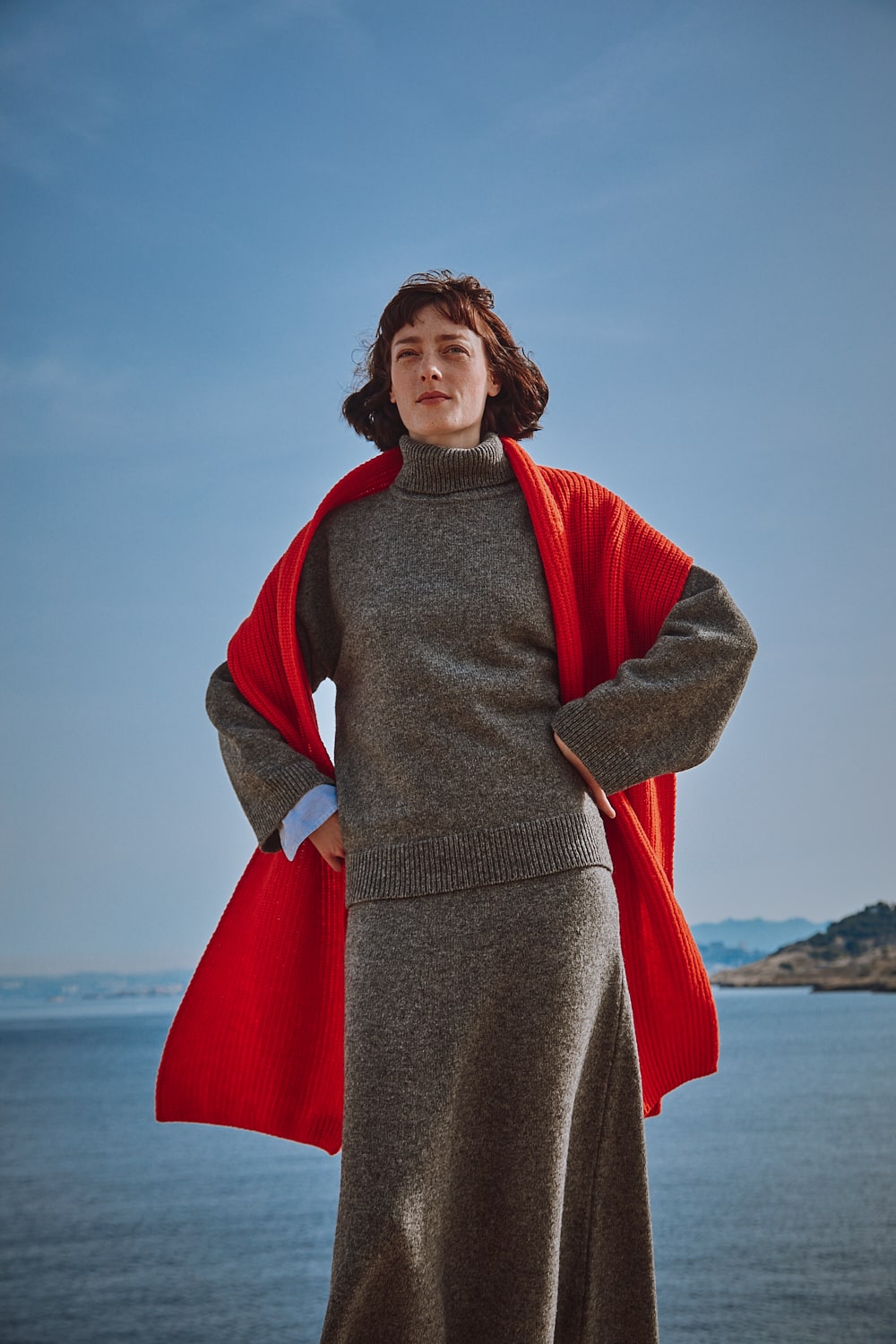 Écharpe CAMILLE en rouge - 100 % laine naturelle - L'Envers