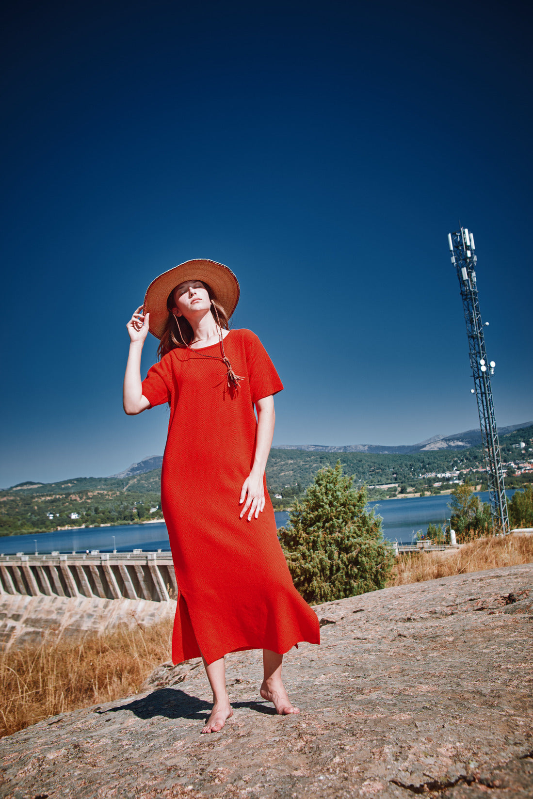 CARLA T-Shirt Dress in Organic Cotton - Red