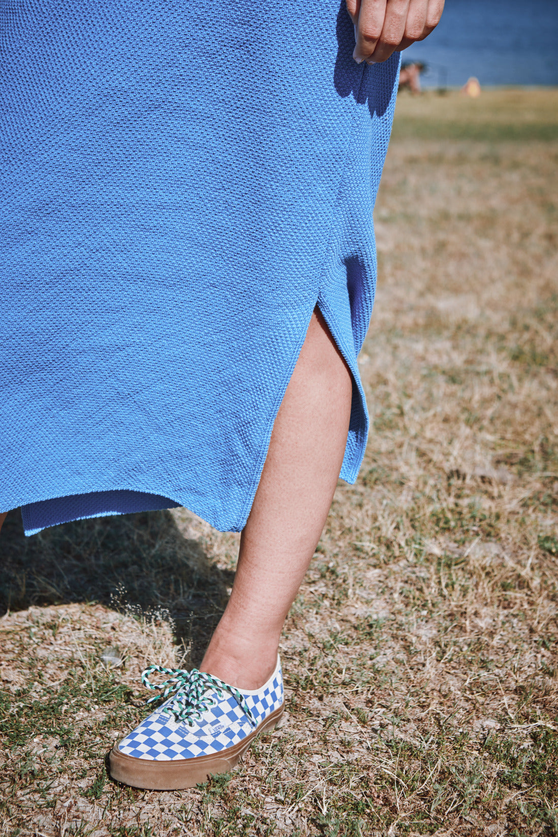 CARLA T-Shirt Dress in Organic Cotton - Cyan Blue