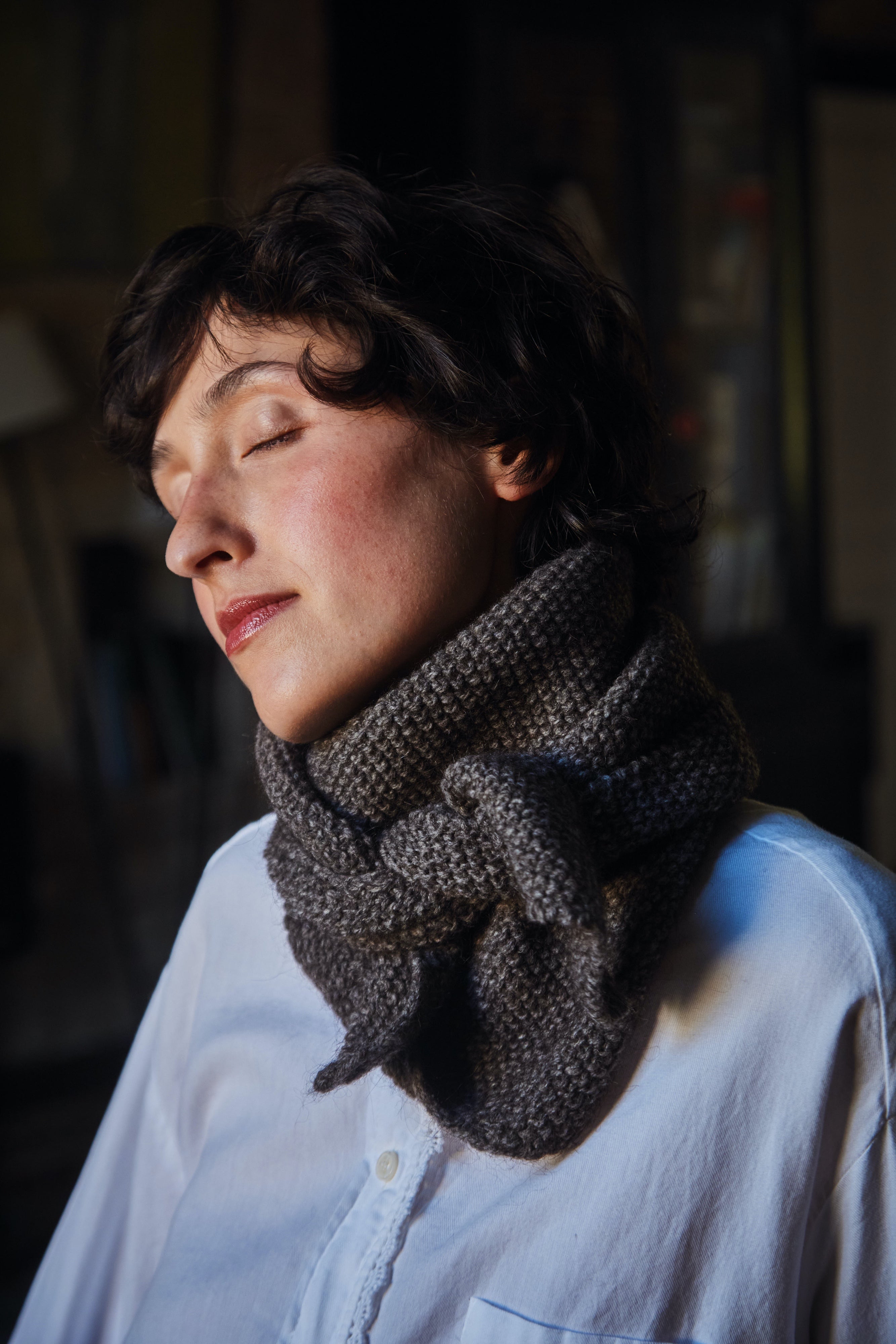 CAROLINE Écharpe - 100% Laine mérinos sans cruauté - Écharpe en marron yack - L'Envers