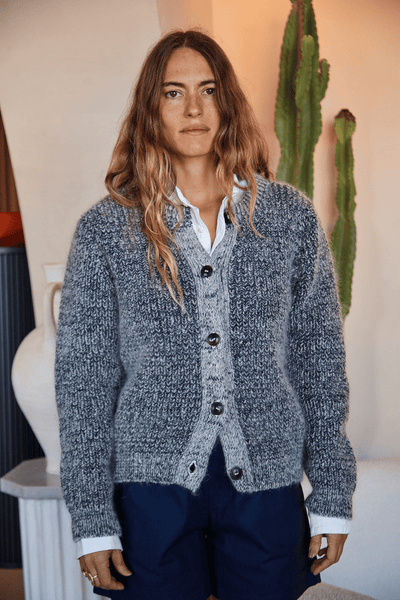 CHARLOTTE Round-Neck Cardigan in Merino-Mohair Wool