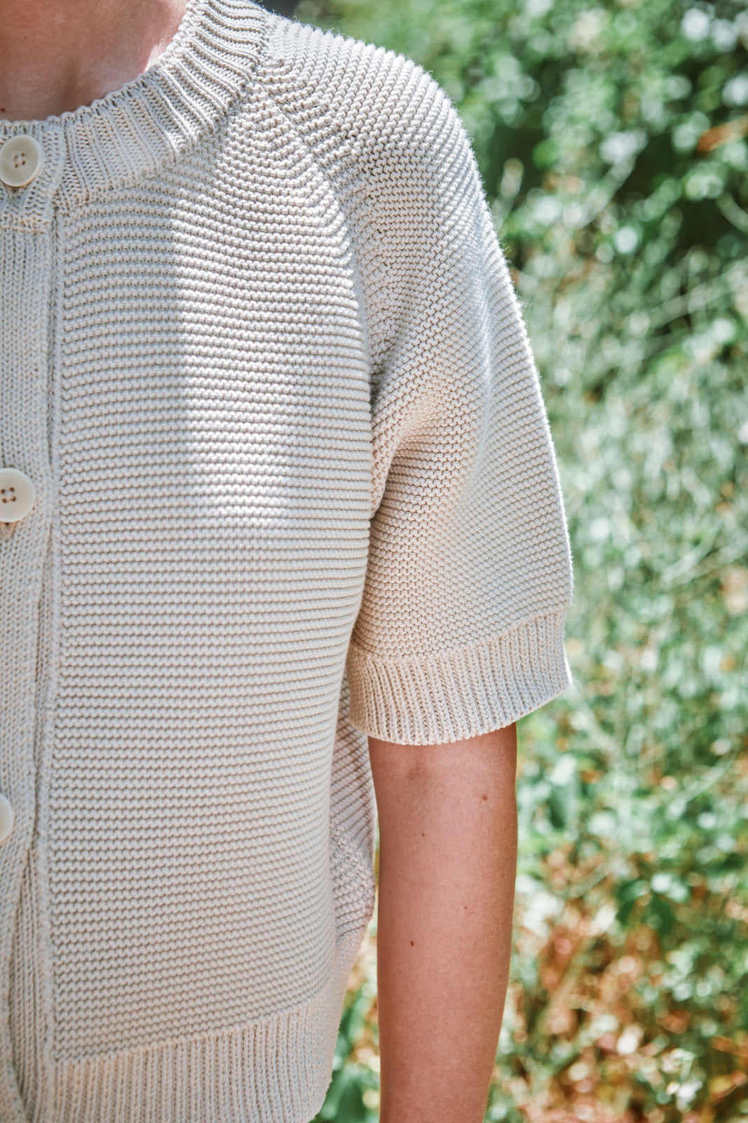 CLARISSE Short-Sleeve Cardigan in Organic Cotton - Off-White