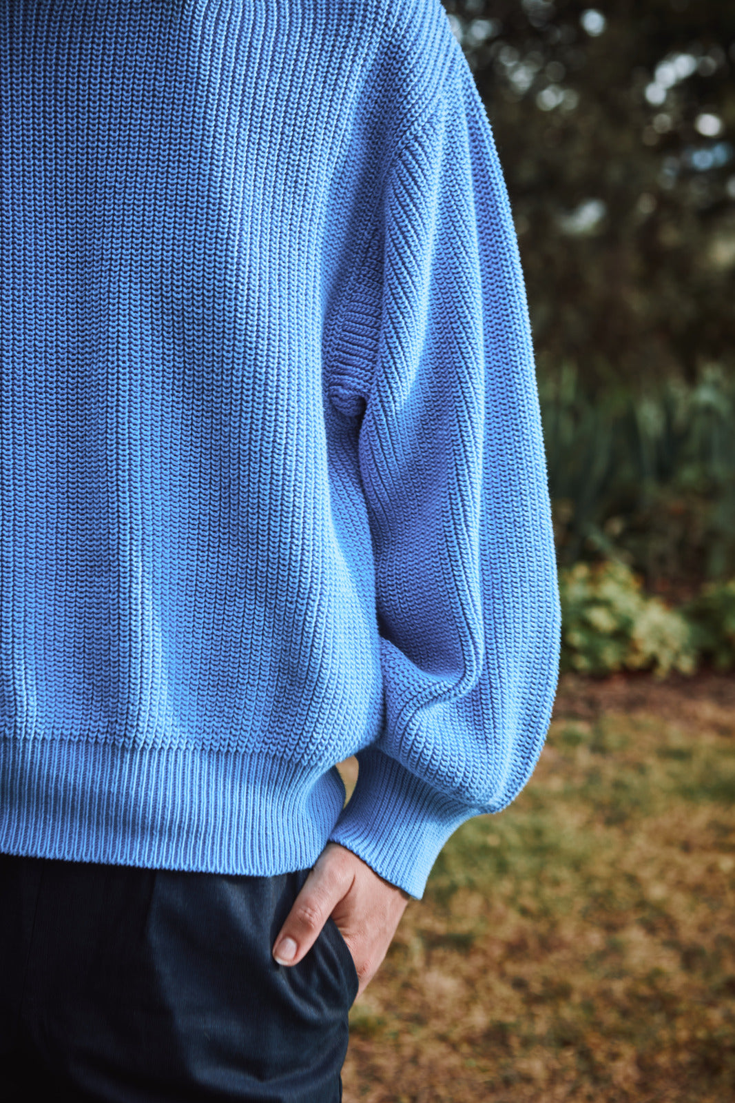 CLEMENTINE Batwing Sweater in Organic Cotton - Cyan Blue