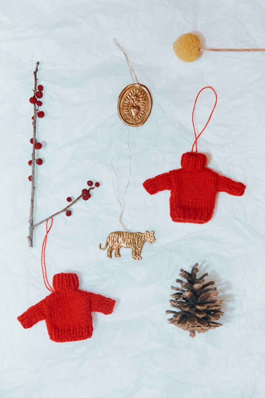 THERESE Mini Christmas Sweater in Merino Wool - Red