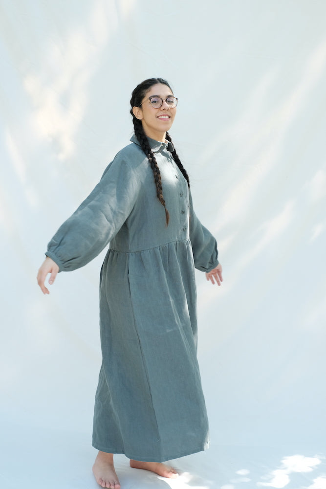 Item #165 - JOSEPHINE Linen Dress - Green