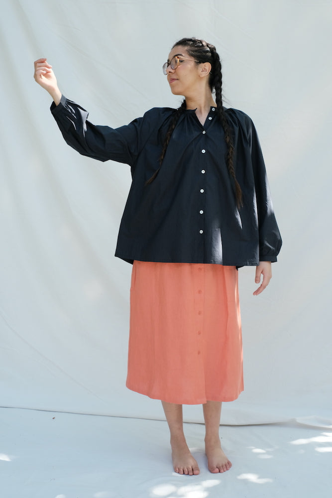 Item #170 - EUGENIE Linen Skirt - Coral