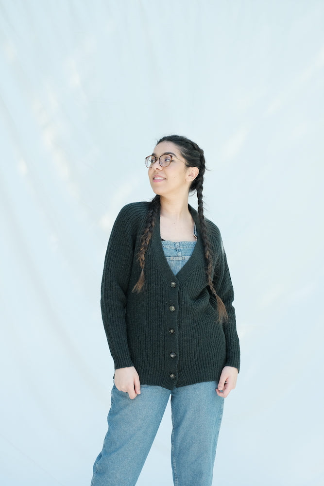 Item #205 - CLAUDE Merino Wool Cardigan - Dark green