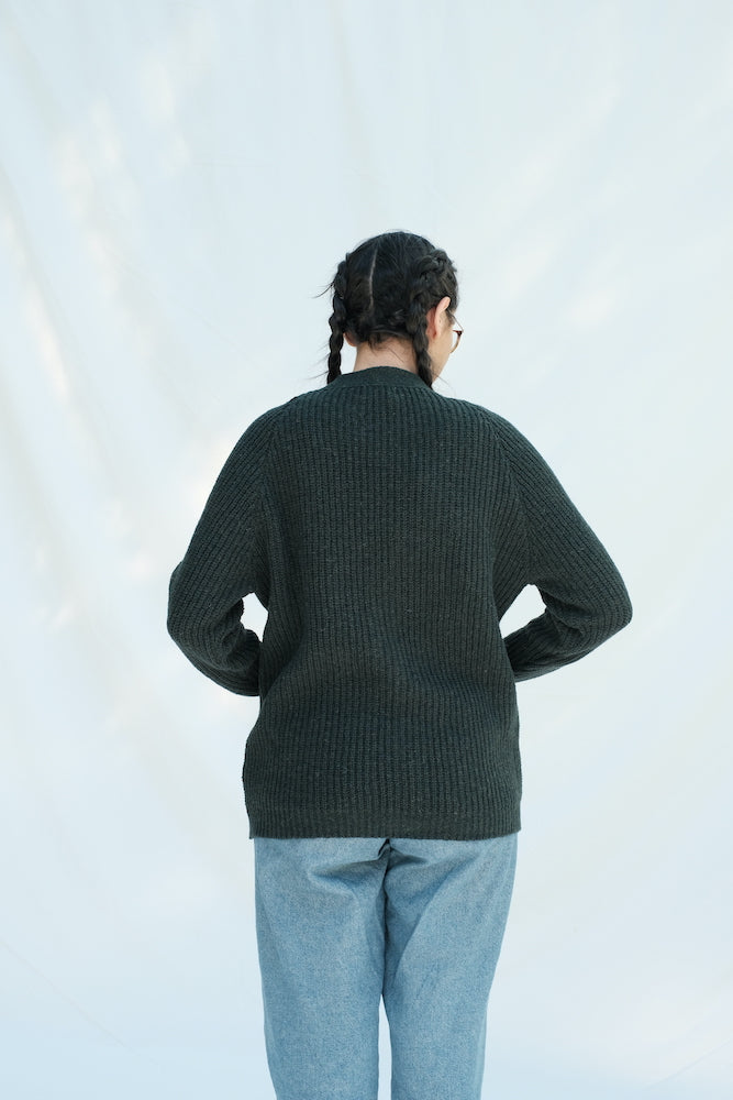 Item #205 - CLAUDE Merino Wool Cardigan - Dark green