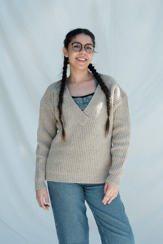 Item #206 - PAULETTE Merino Wool Sweater - Beige