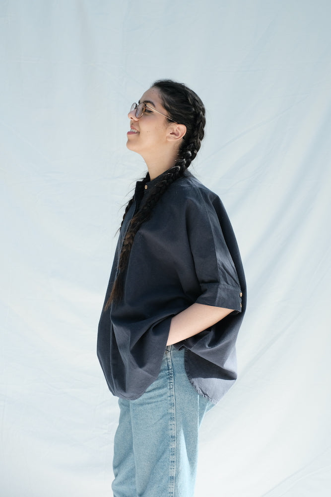 Item #226 - CLARA Hemp Blouse - Navy