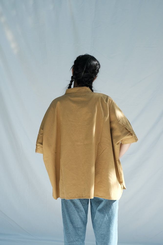 Item #228 - CLARA Hemp Blouse - Mustard