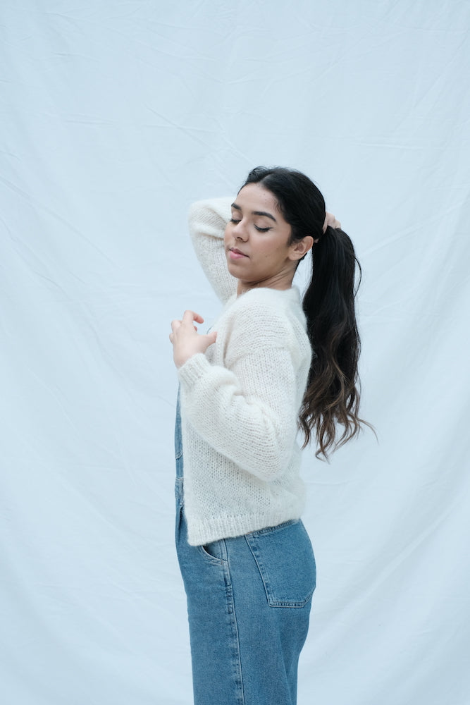 Item #50 LOUNA Cardigan in Mohair Wool- Off-White
