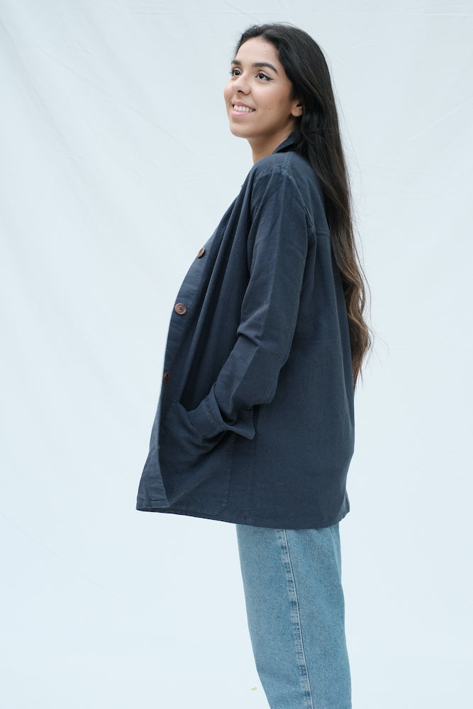 Item #55 - NIKKI Hemp Jacket - Navy Blue