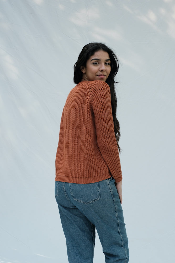 Item #67 - BRIGITTE Sweater in Organic Cotton - Earth Red