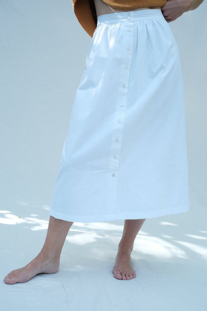 Item #167 - EUGENIE Linen Skirt- Off-White