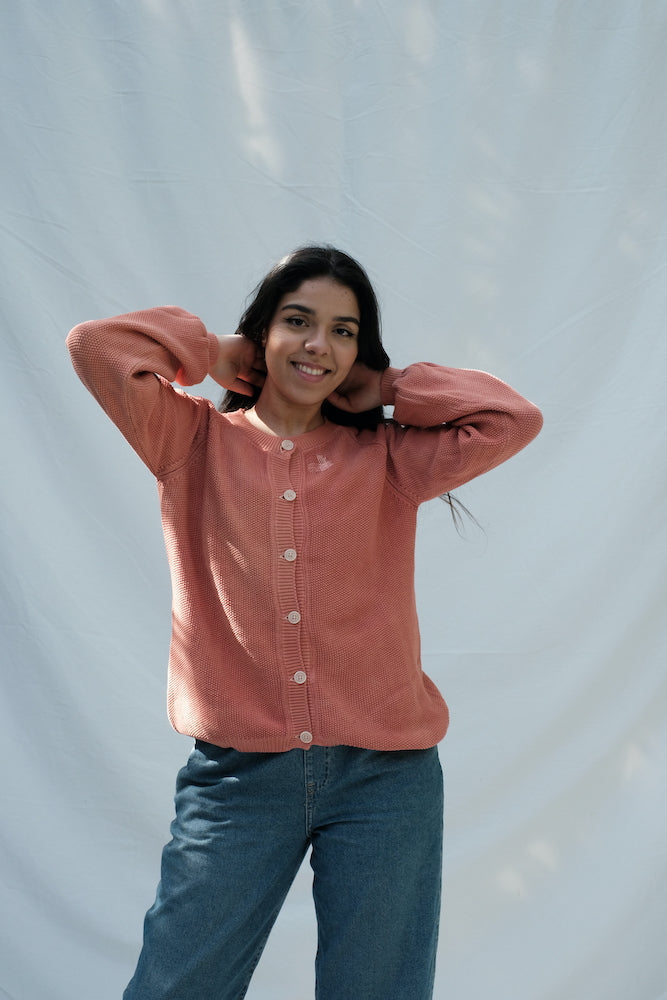 Item #61 - GABY Tie & Dye Cotton Cardigan - Coral