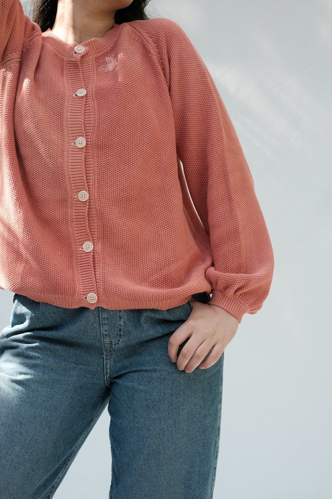 Item #61 - GABY Tie & Dye Cotton Cardigan - Coral