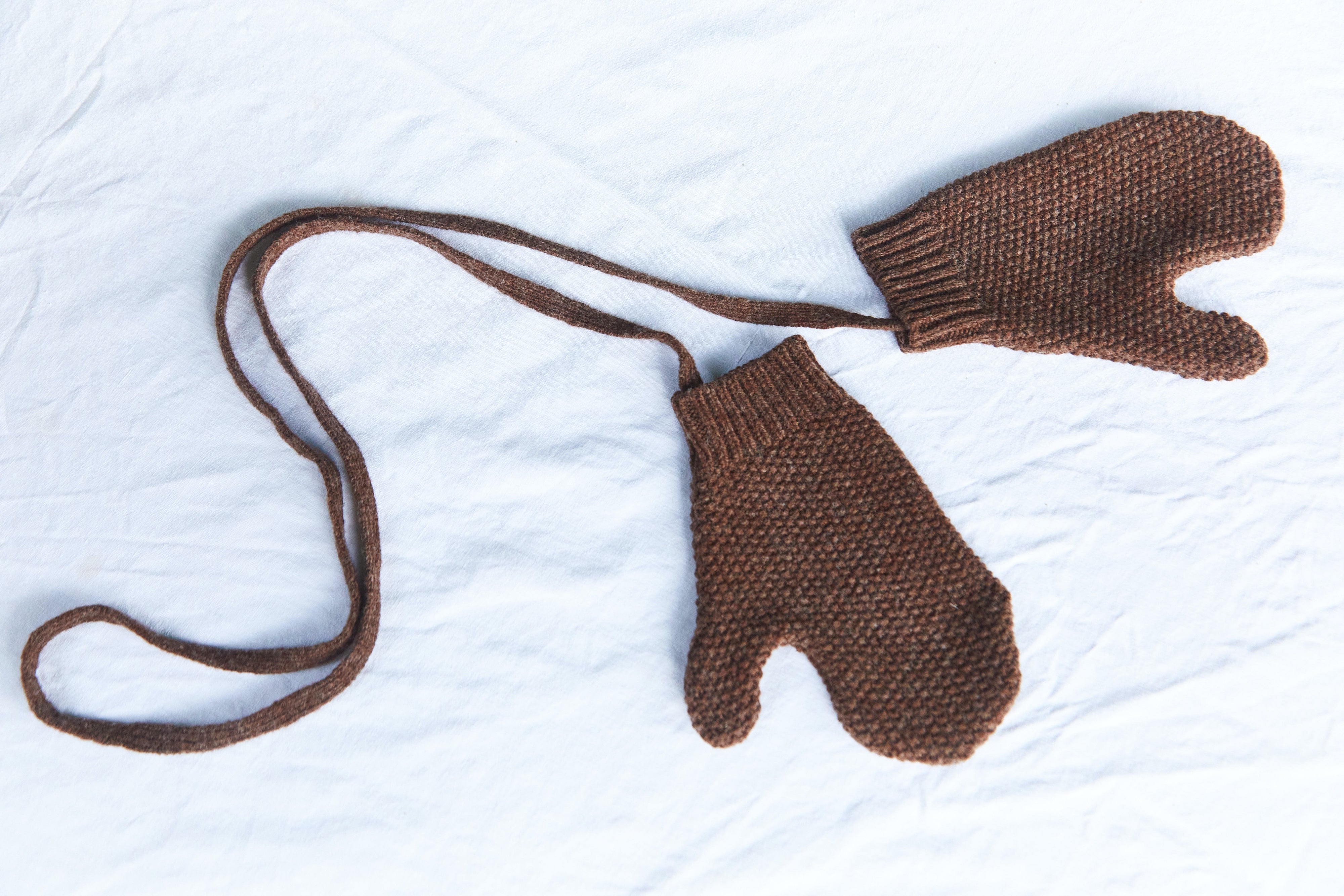 ELENA Wool Mittens - Chocolate (Delivered by Xmas)