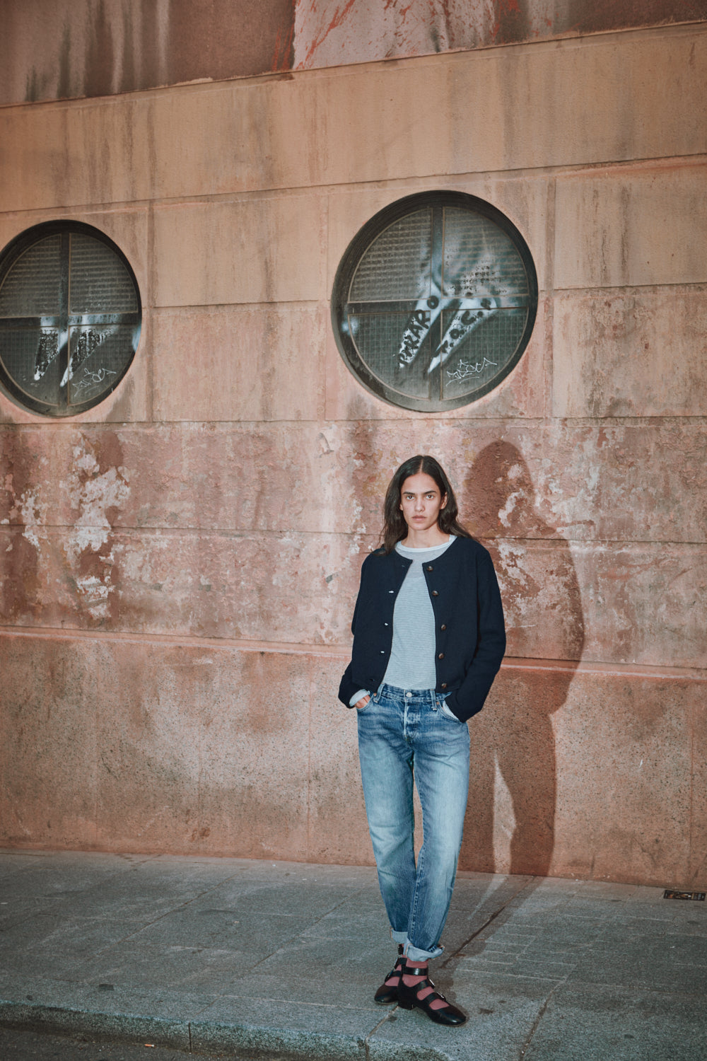 EMILIE Short Jacket in Organic Cotton - Navy