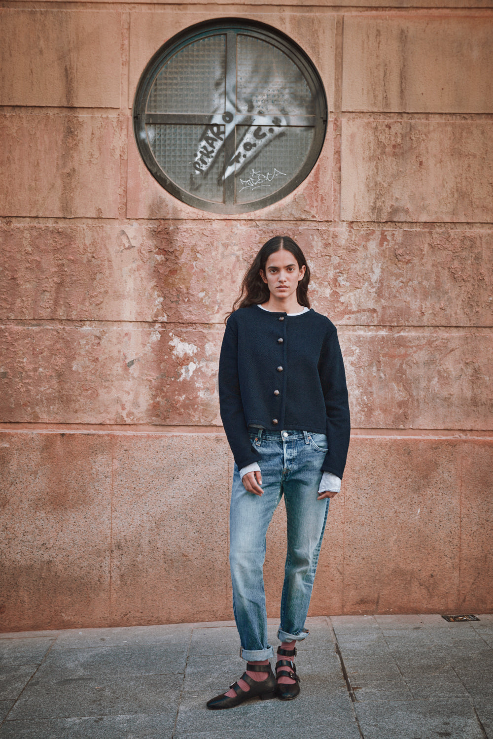EMILIE Short Jacket in Organic Cotton - Navy