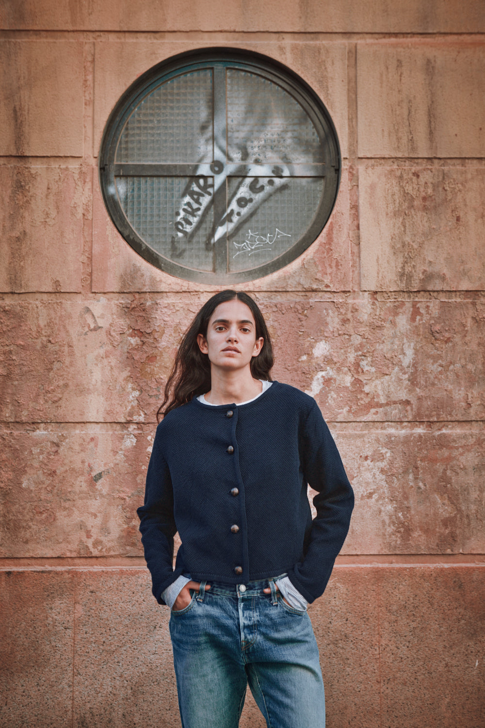 EMILIE Short Jacket in Organic Cotton - Navy