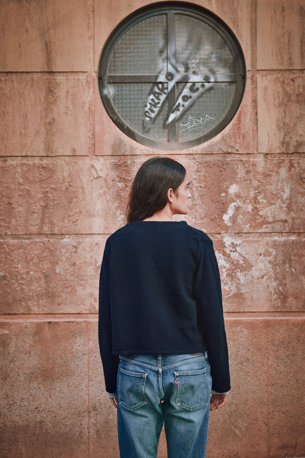 EMILIE Short Jacket in Organic Cotton - Navy