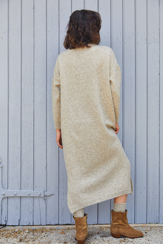 FREYA dress - 100% Cruelty Free Merino Wool in beige - Spanish Merino Wool dress - L'Envers