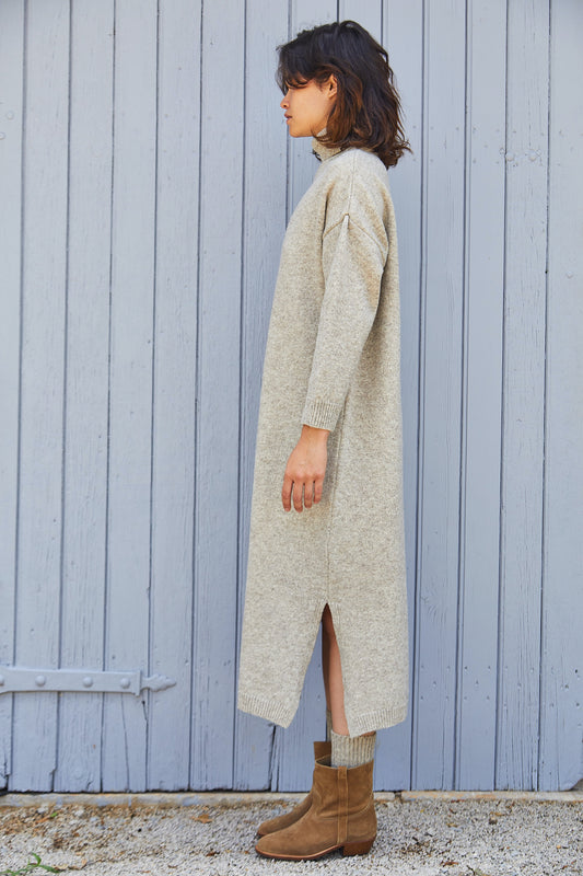 FREYA dress - 100% Cruelty Free Merino Wool in beige - Spanish Merino Wool dress - L'Envers