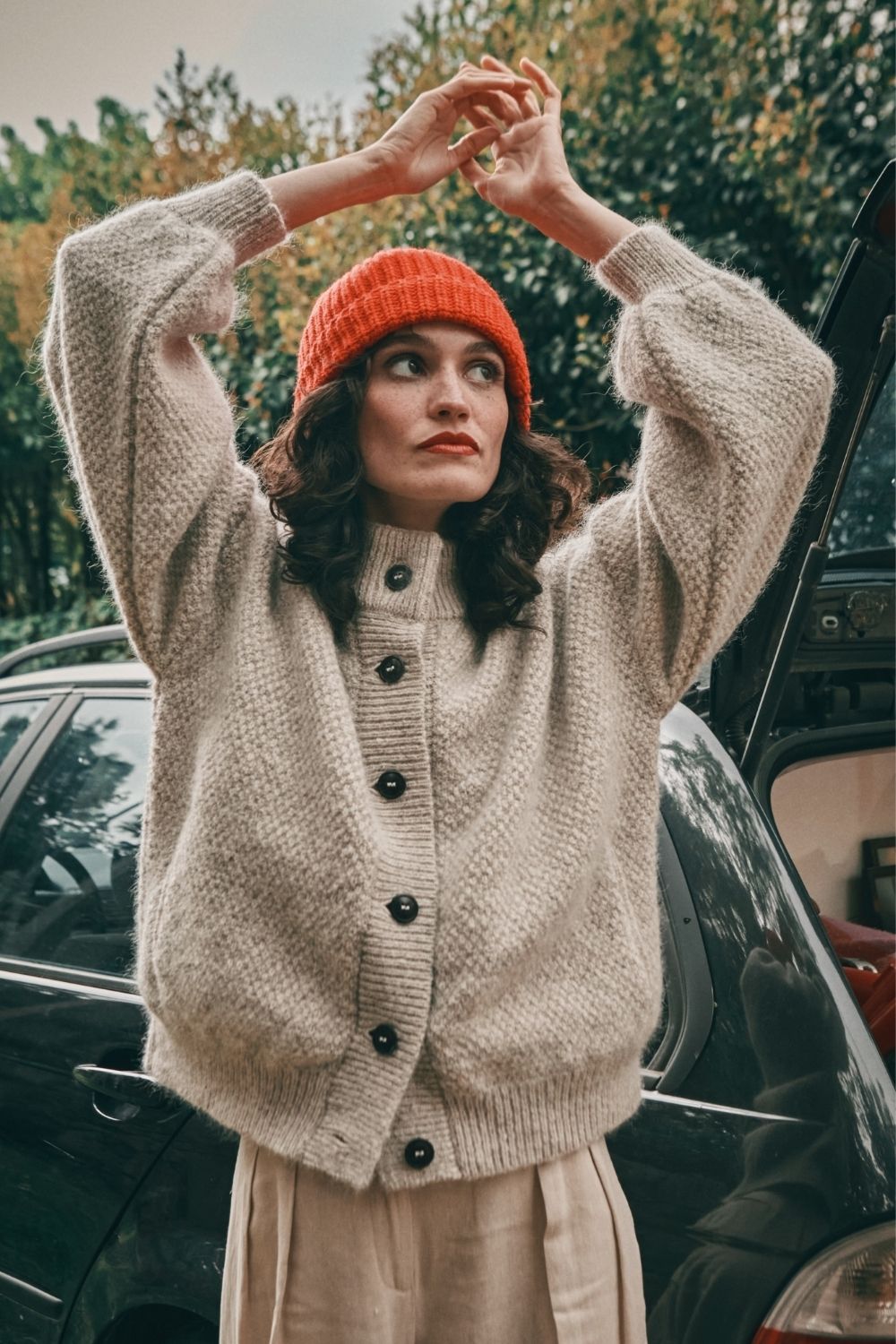 GEORGE High-Neck Jacket in Merino Wool - Beige