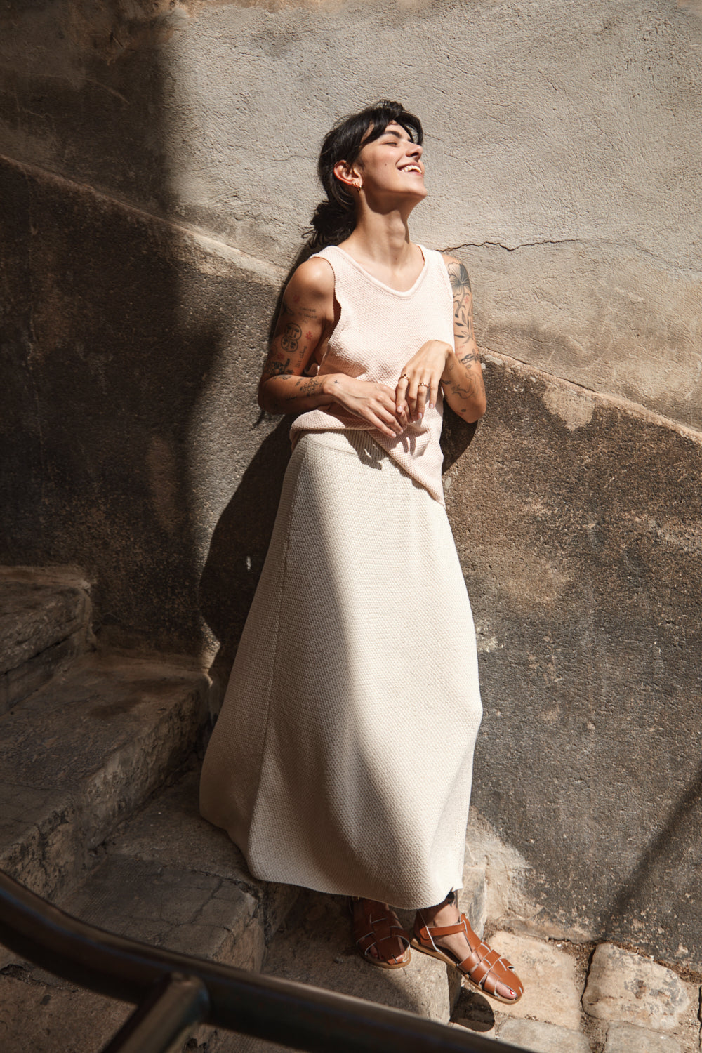 GILDA Long Skirt in Organic Cotton - Off-White - L'ENVERS