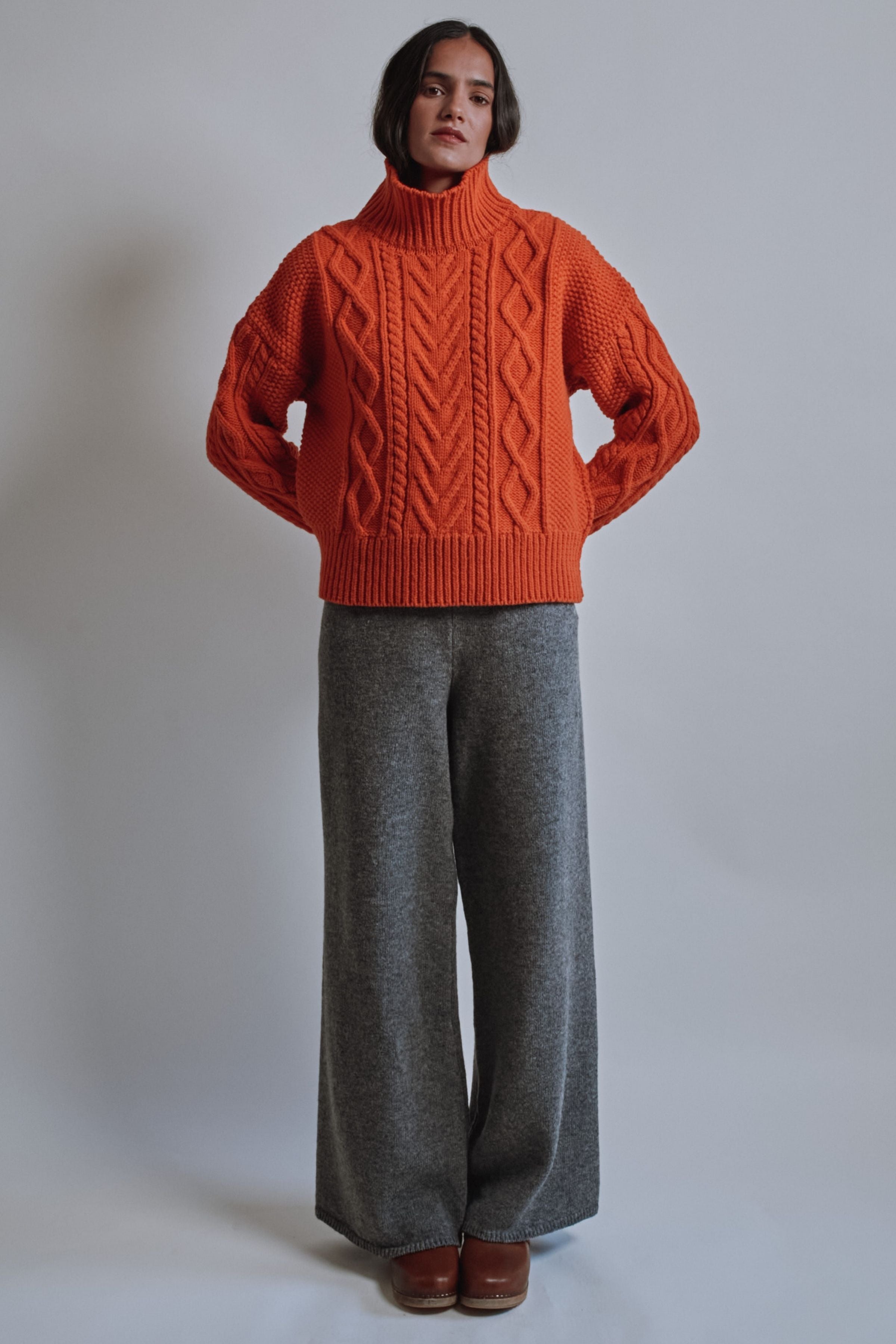 HELENE Knit Pants in Merino Wool - Ash Grey
