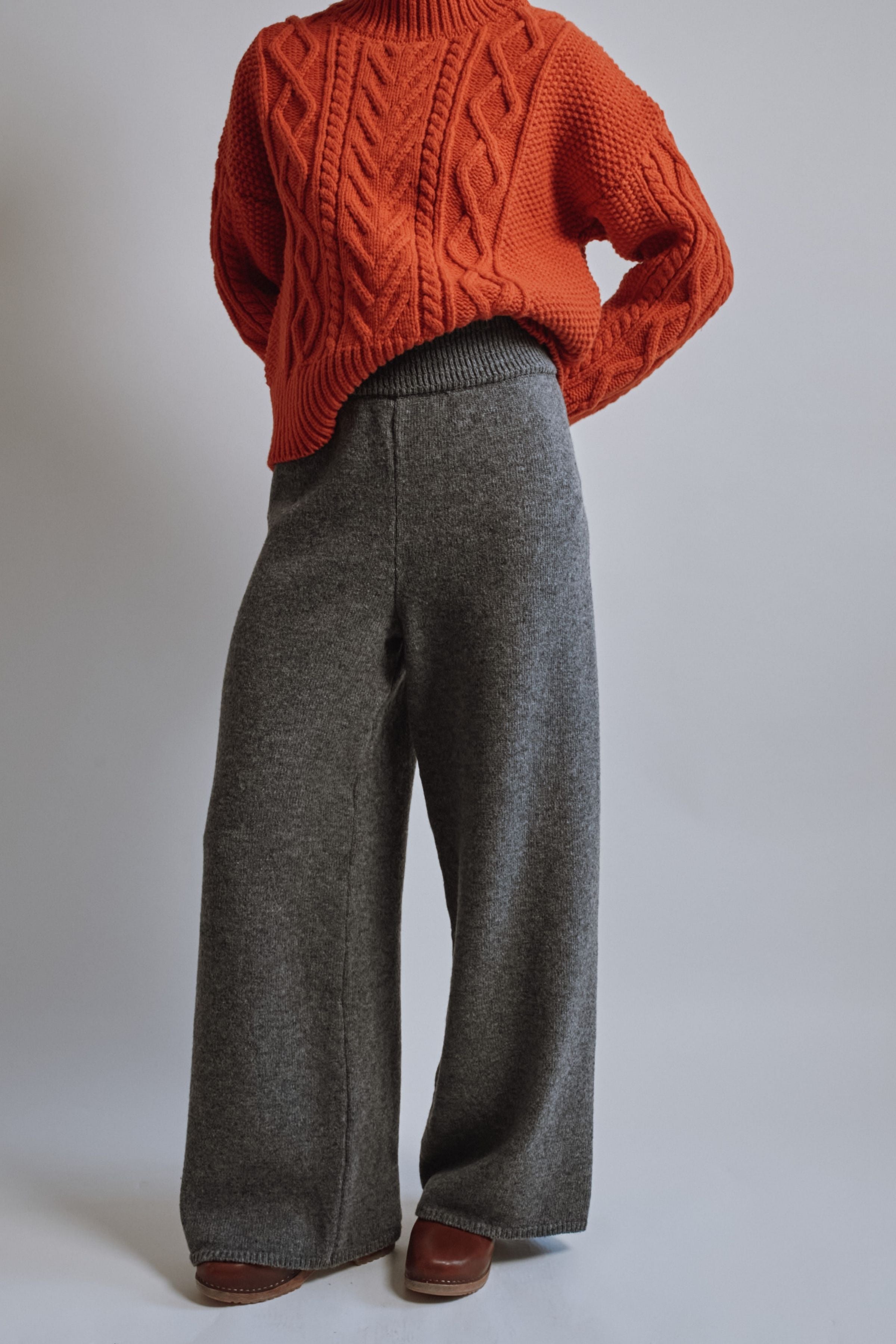HELENE Knit Pants in Merino Wool - Ash Grey