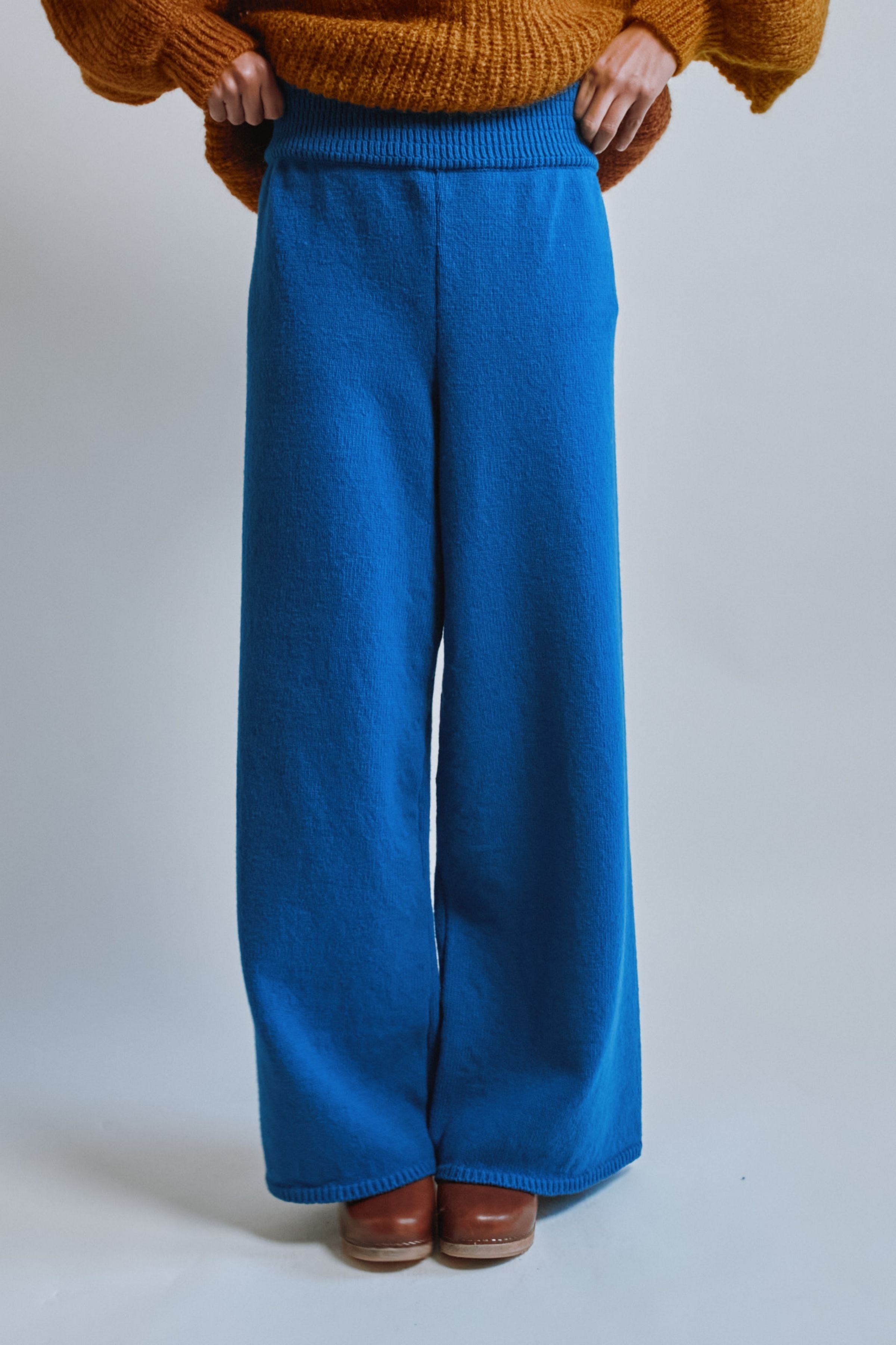 HELENE Knit Pants in Merino Wool - Cobalt Blue
