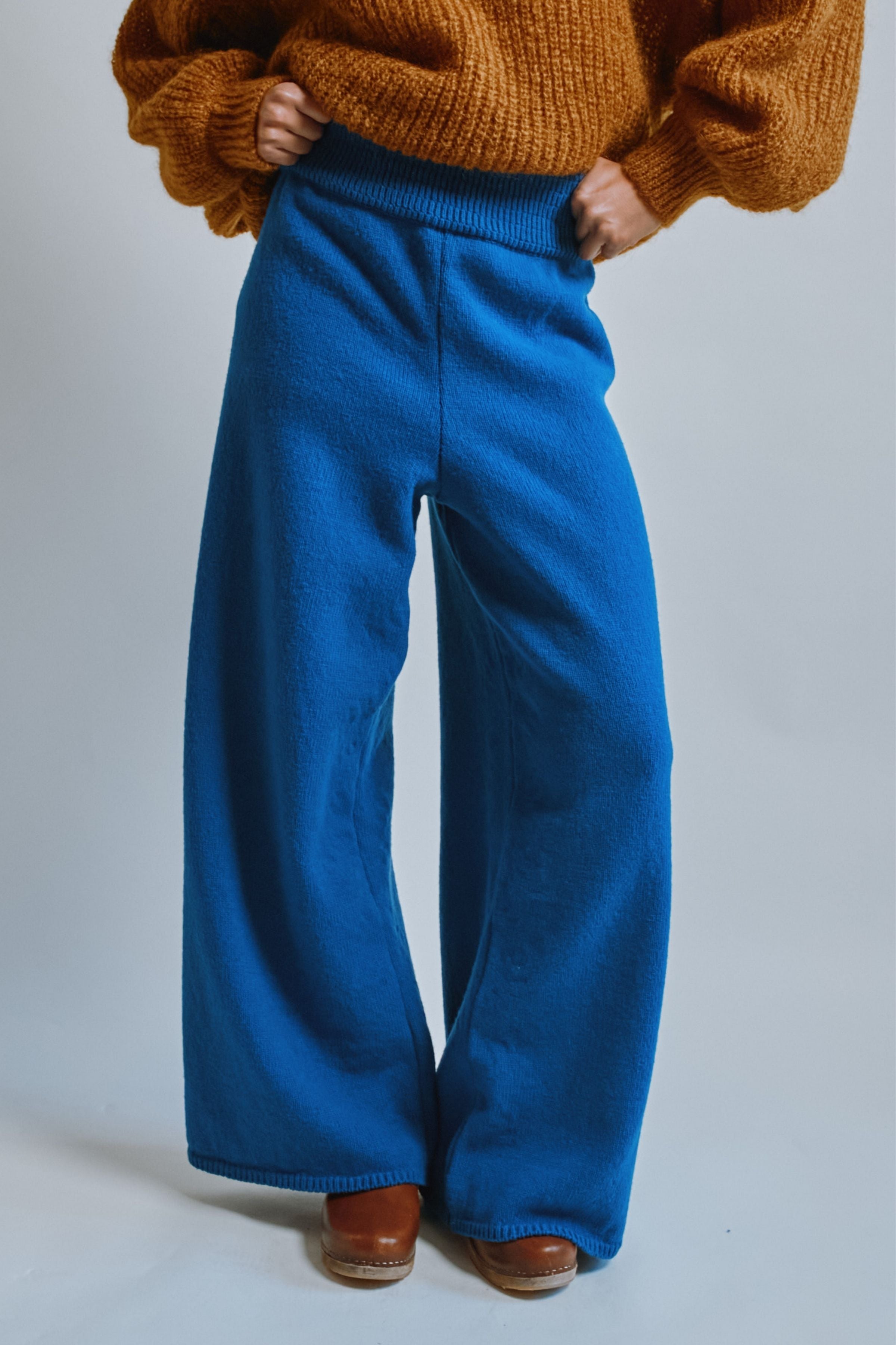 HELENE Knit Pants in Merino Wool - Cobalt Blue