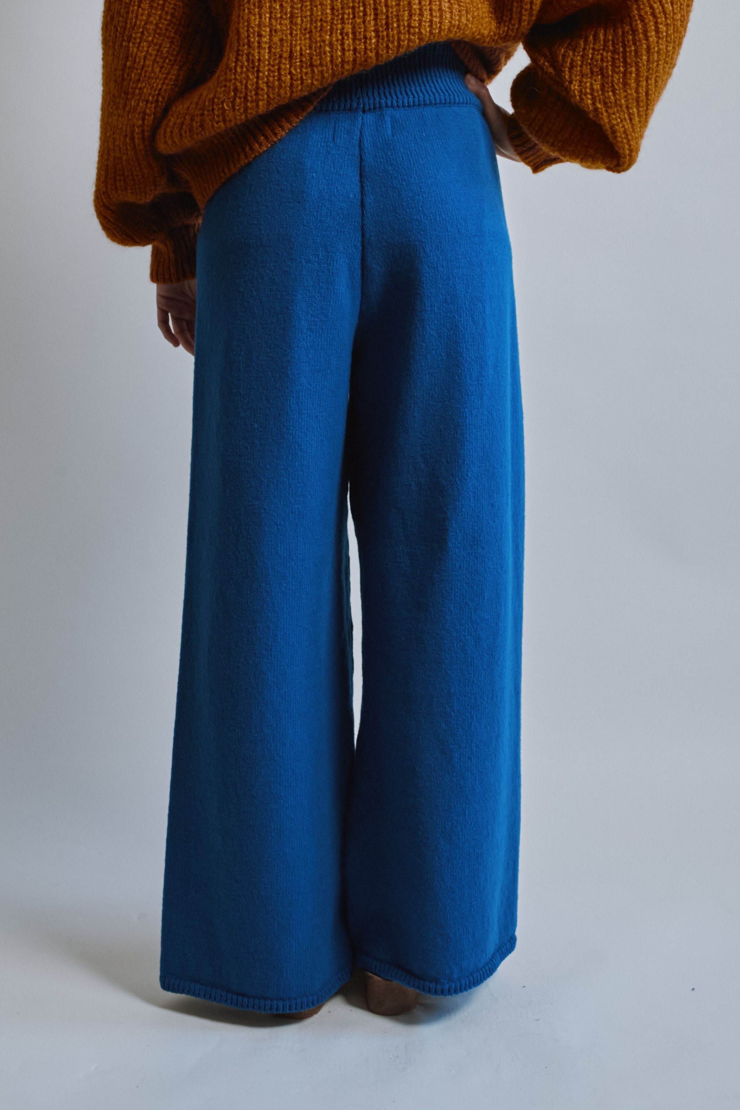 HELENE Knit Pants in Merino Wool - Cobalt Blue