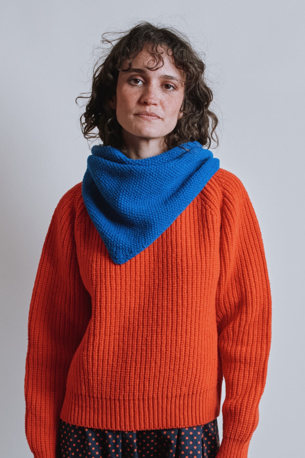 Bandana HORTENSE en laine mérinos - Bleu cobalt - Prêt à être expédié