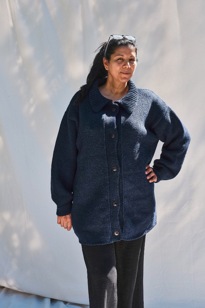 Item #188 - CALAMITY Knit Jacket in Merino Wool - Navy blue