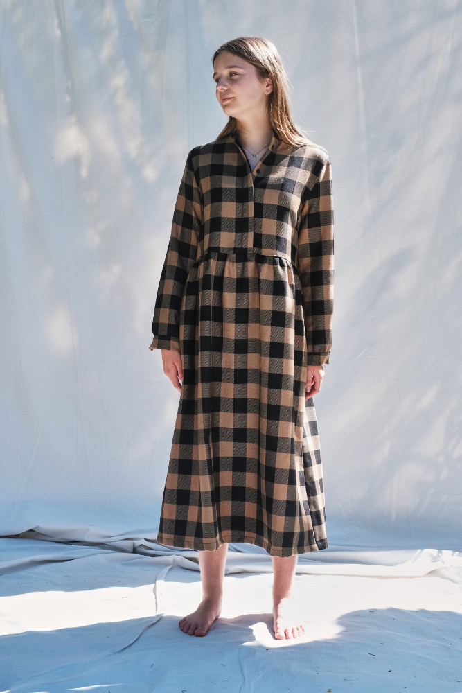 Item #201 - CATHERINE Flannel Wool Dress - Camel
