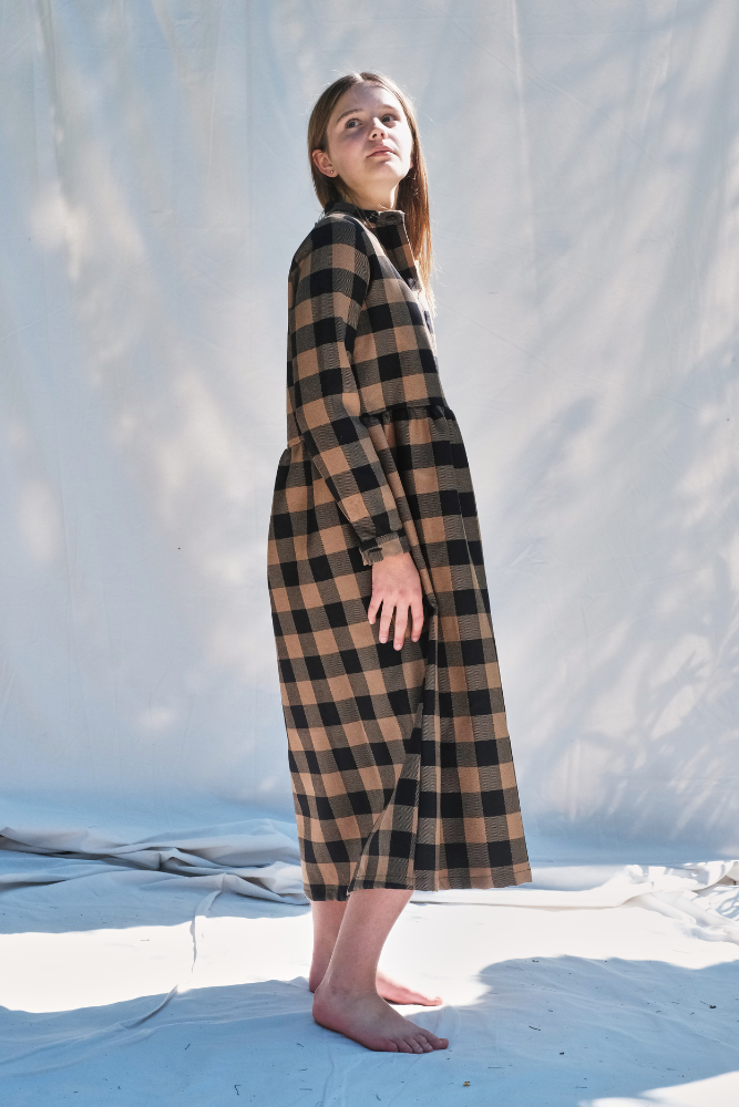 Item #201 - CATHERINE Flannel Wool Dress - Camel