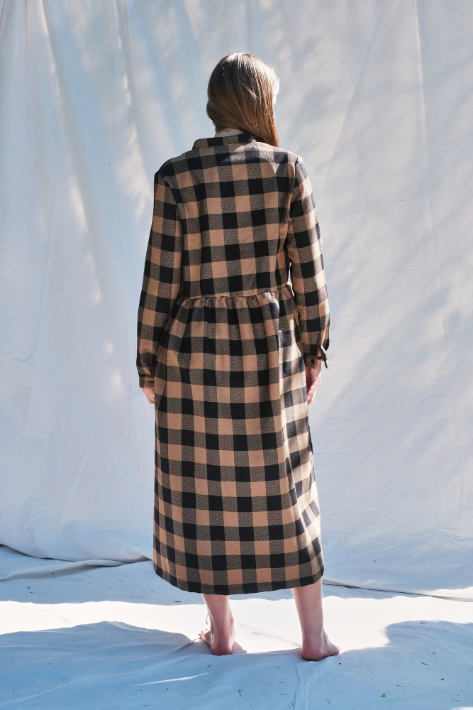 Item #201 - CATHERINE Flannel Wool Dress - Camel