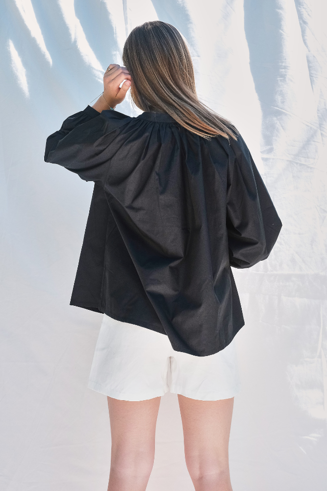 Item #214 - YVONNE Cotton Shirt - Black